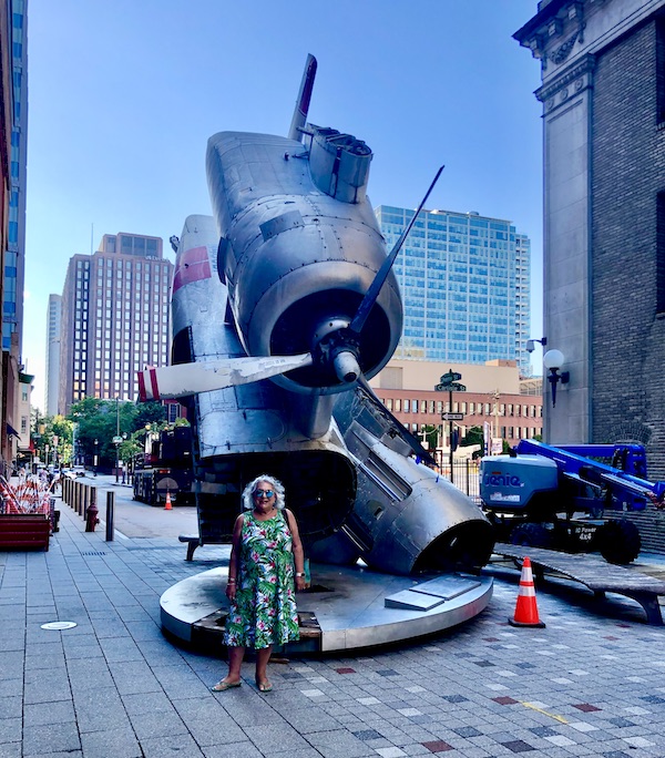 Me, standing in front of a reimagined airplane used as a greenhouse. It's part of Our Day In Philly Updated!