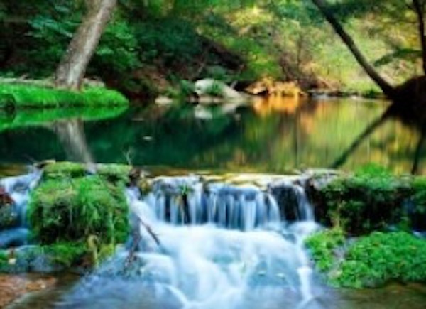 A waterfall and stream from Autumn Adventures in Branson MO