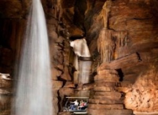 Inside a cave with a waterfall from Autumn Adventures in Branson MO