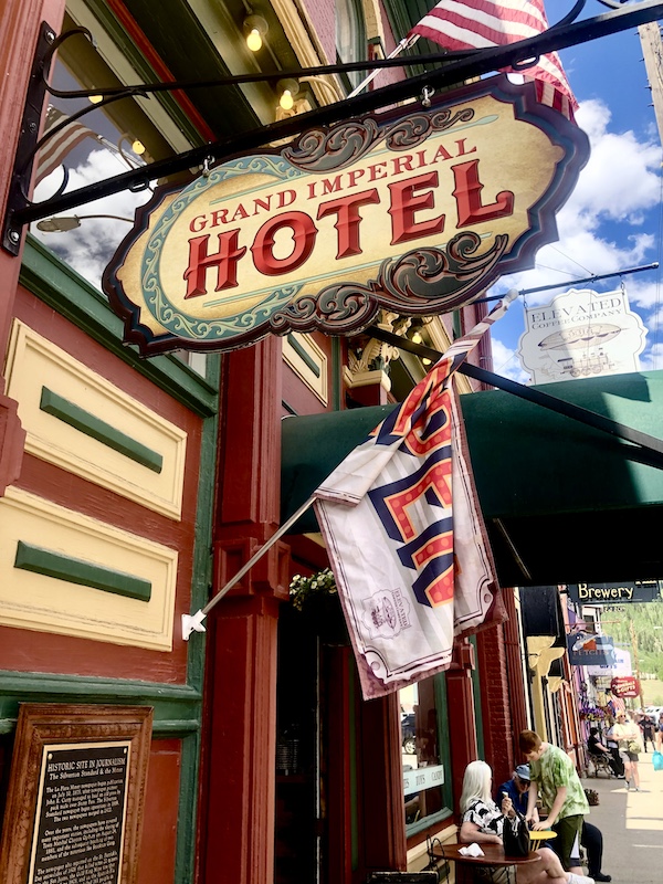 Colorful sign for the Grand Imperial Hotel in Silverton